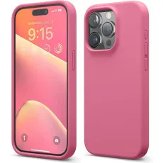 Pink liquid silicone phone case for iPhone 15 pro max