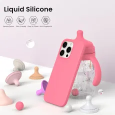 Pink liquid silicone phone case for iPhone 15 pro max