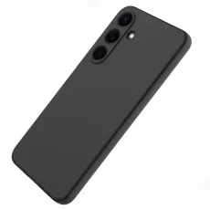 Matte black TPU case for Samsung Galaxy S25 FE with anti-fingerprint finish.