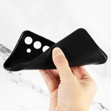 Soft Stylish matte black Samsung Galaxy S25 FE TPU case in hand.
