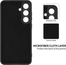 Textured anti-slip grip on Samsung Galaxy S25 FE black TPU case.