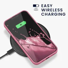 iPhone 13 case in pink, offering wirless charging features