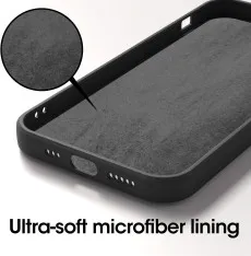 iPhone 13 black liquid silicone cover with soft interrior lining