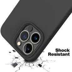 Shockproof black silicone case for iPhone 13 Pro Max with sleek design