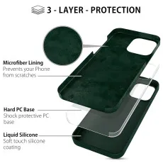 iPhone 13 Pro dark green soft silicone case with precise cutouts