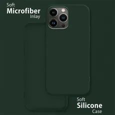Durable dark green liquid silicone case for iPhone 13 Pro with full coverage