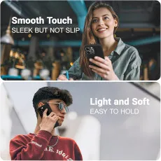 Durable and lightweight black TPU silicone case on iPhone 14 Pro in use