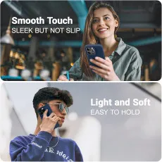 Soft matte blue liquid silicone case with non-slip grip for iPhone 14 Pro