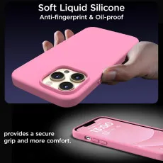Matte pink iPhone 14 Pro case showing anti-fingerprint finish