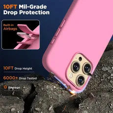Shockproof pink silicone case for iPhone 15