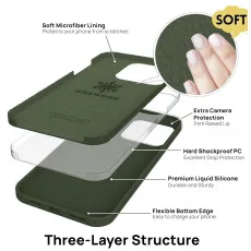 Perfect cutouts on the Green Liquid Silicone Case for iPhone 15 for easy access to all features