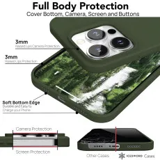 Shockproof protection of the Green Liquid Silicone Case for iPhone 15