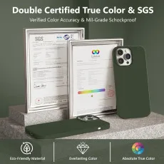 Slim and lightweight Green Liquid Silicone Case for easy carrying on iPhone 15." "Perfect cutouts on the Green Liquid Silicone Case for iPhone 15 for easy access