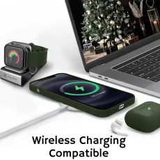 Wireless charging compatibility of the Green Liquid Silicone Case for iPhone 15