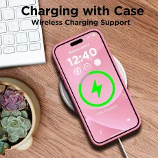 Wireless charging compatible pink TPU case for iPhone 15 Plus