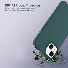 Shockproof silicone case protecting iPhone 15 Plus from drops