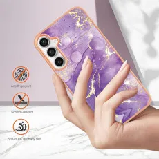 Close-up of the purple marble texture on the Galaxy S25 case