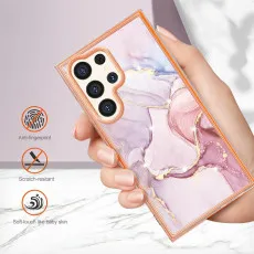 Slim and lightweight rose gold marble case with raised edges