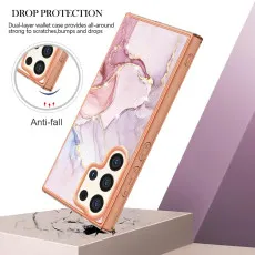 Durable TPU and PC materials of the rose gold marble phone case.