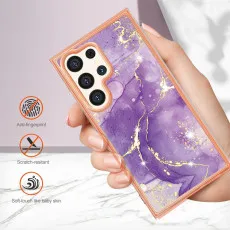 Back view showcasing the elegant purple marble design on the case