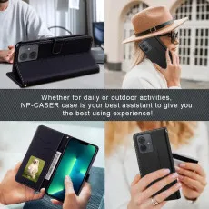 Moto G55 5G leather wallet case in Black easy to use