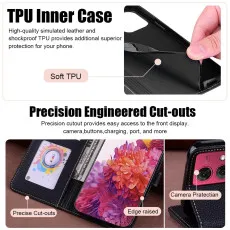 Moto G55 5G leather wallet case in Black with tpu inner