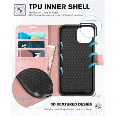 Moto G55 5G leather wallet case in Rose Gold with tpu inner