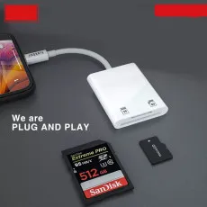 2-in-1 8 Pin SD/TF Card Reader Adapter for iPhone & iPad iOS - Transfer Instantly