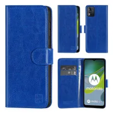 Moto E13 leather Wallet case Blue.