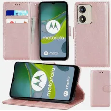 Moto E13 leather Wallet case Rose Gold