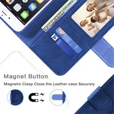 OPPO A60 Leather Wallet Case blue with protective slots