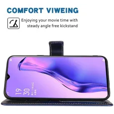 OPPO A80 Blue Leather Wallet Case with adjustable stand
