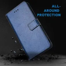 OPPO A80 Blue Leather Wallet Case with shockproof