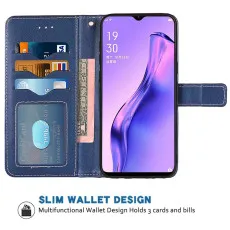 OPPO A80 Blue Leather Wallet Case with multi slots