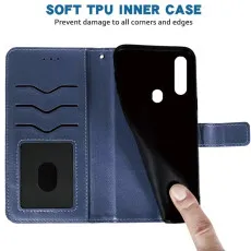 OPPO A80 Blue Leather Wallet Case with soft inner