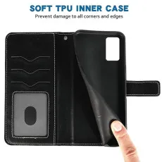 OPPO A80 Black Leather Wallet Case with soft interior material