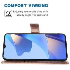OPPO A80 Rose Gold Leather Wallet Case with Landscap adjust stand