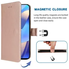 OPPO A80 Rose Gold Leather Wallet Case with magnet closur