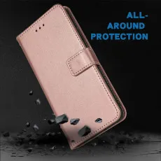 OPPO A80 Rose Gold Leather Wallet Case with drop protection