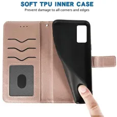 OPPO A80 Rose Gold Leather Wallet Case with soft inner