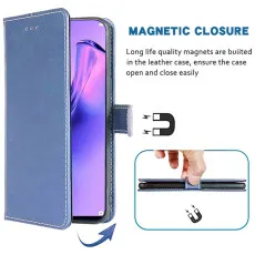 Honor 200 Blue Leather Wallet Case with Magnatic closur
