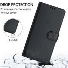 Honor 200 Black Leather Wallet Case with drop protection