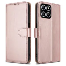 honor x6b leather wallet case rose gold