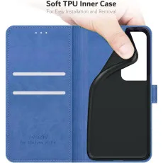 Honor 90 Smart Blue Leather Wallet Case with soft inner material
