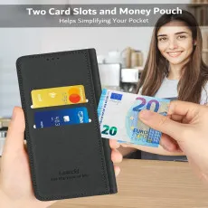 Honor 90 Smart Black Leather Wallet Case with cards slots