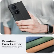 Honor 90 Smart Black Leather Wallet Case anti finger