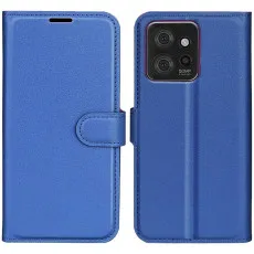 Moto Edge 50 Blue Leather Wallet Case