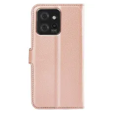 Moto Edge 50 Rose Gold Leather Wallet Case back view