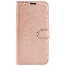Moto Edge 50 Rose Gold Leather Wallet Case front view