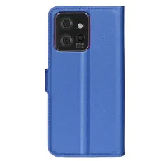 Moto Edge 50 Blue Leather Wallet Case with back view